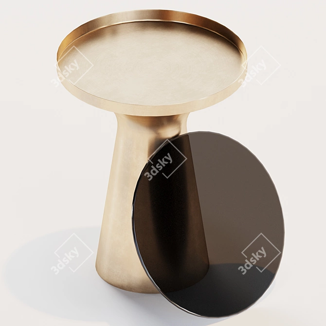 Vintage Brass and Black Glass Coffee Table 3D model image 3