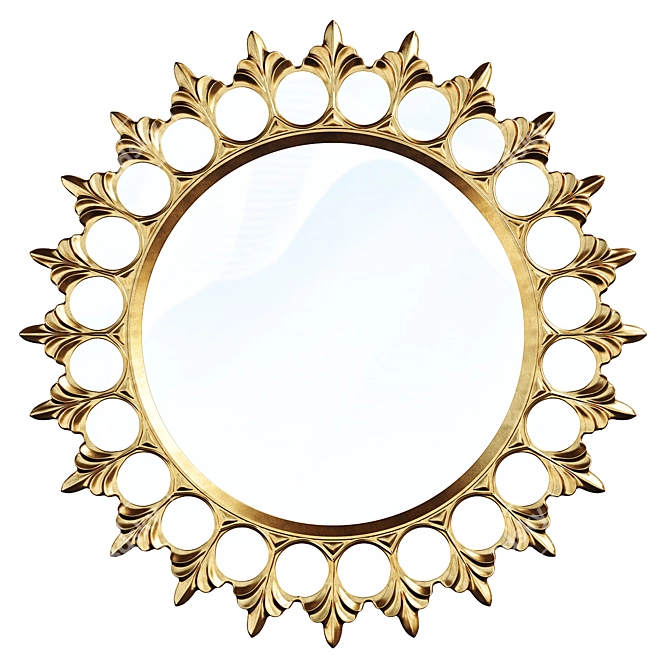 Luxury Gold Round Mirror 3D model image 1
