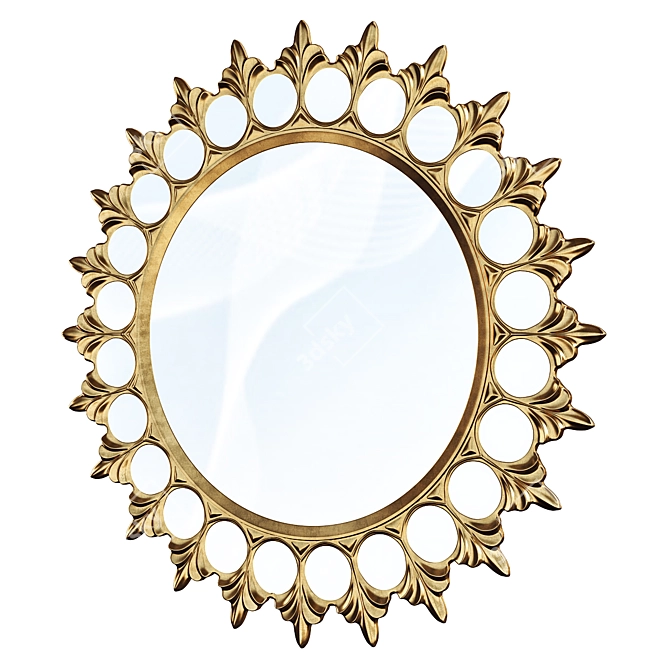 Luxury Gold Round Mirror 3D model image 2