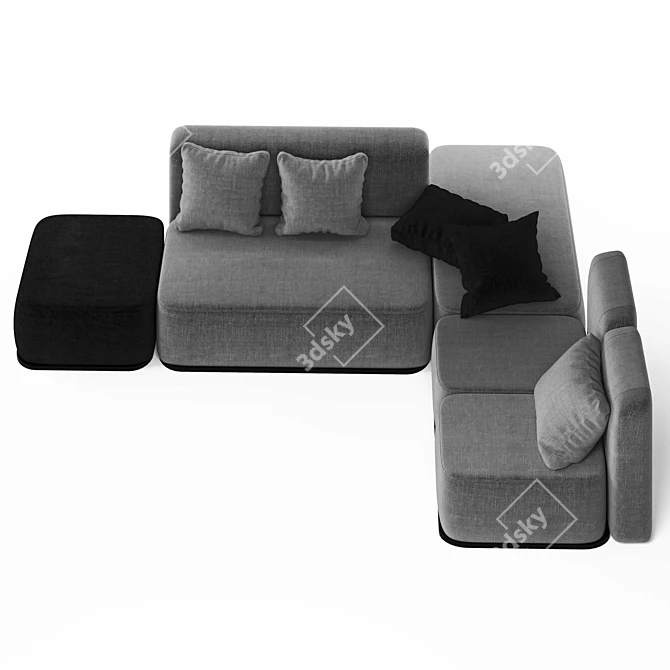 Modern Gray Sofa: Stylish and Comfortable 3D model image 2