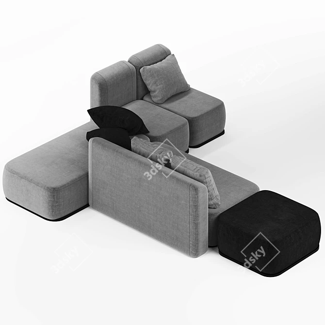 Modern Gray Sofa: Stylish and Comfortable 3D model image 3