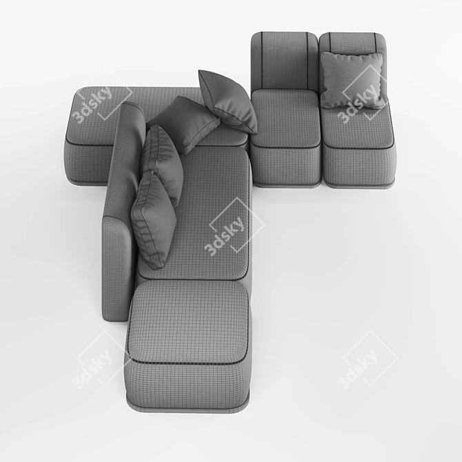 Modern Gray Sofa: Stylish and Comfortable 3D model image 4