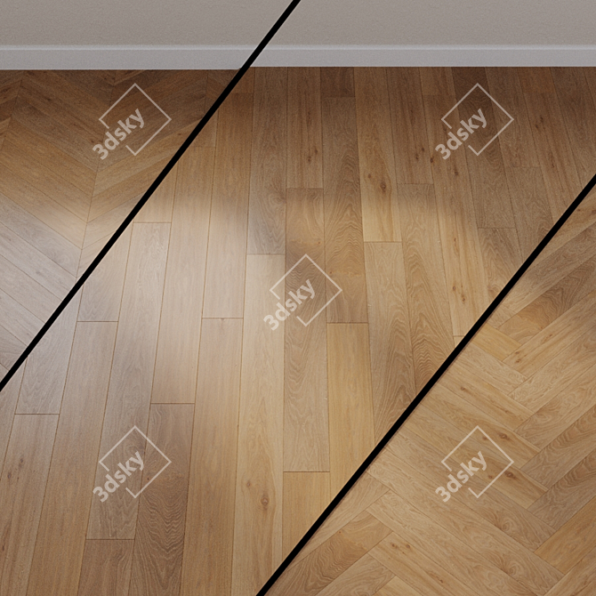 Champagne Oak Parquet Board: Palazzo Collection 3D model image 1