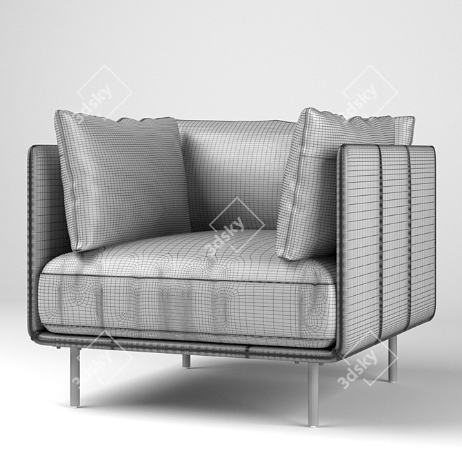 Sleek Wells Leather Chair 3D model image 2