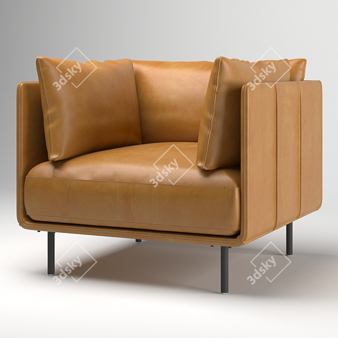 Sleek Wells Leather Chair 3D model image 4