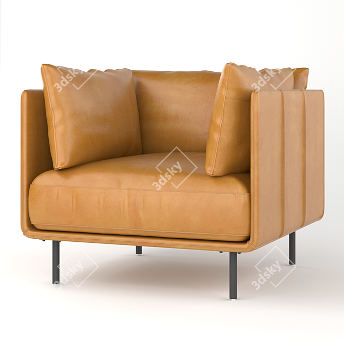 Sleek Wells Leather Chair 3D model image 6