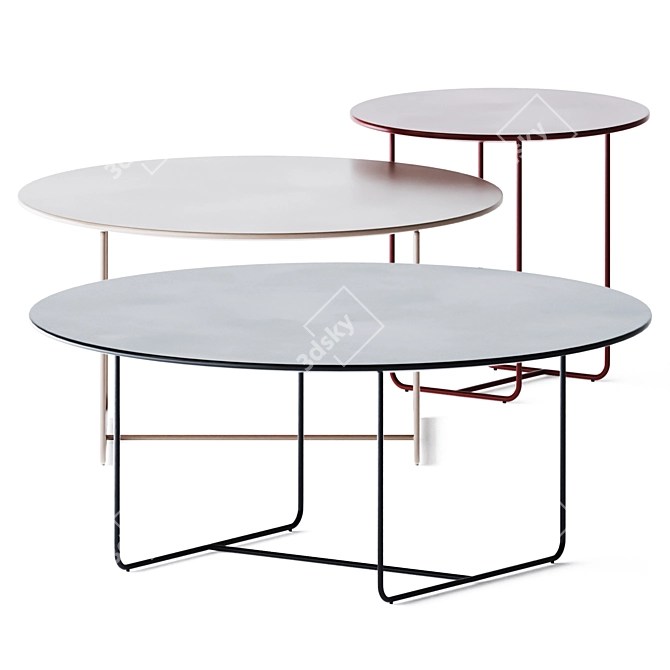 Sleek Metal Round Coffee Table 3D model image 4