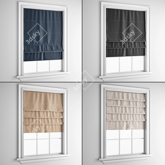 Elegant Roman Blinds Set 3D model image 1