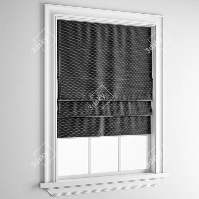 Elegant Roman Blinds Set 3D model image 2