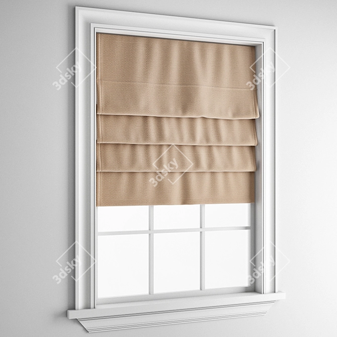 Elegant Roman Blinds Set 3D model image 3