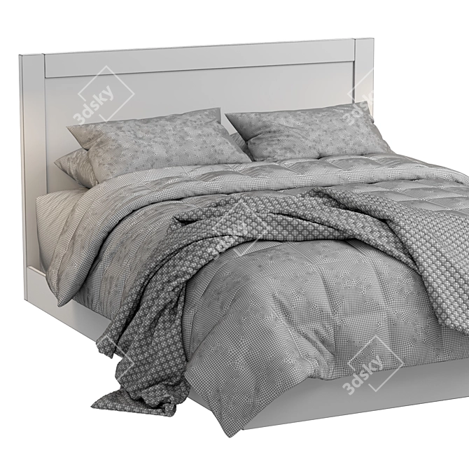 Contemporary Queen Bed - Stylish and Sleek 3D model image 3