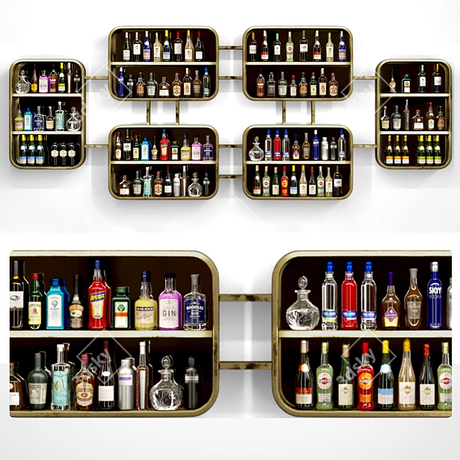 Pub Liquor Shelf: Bar, Restaurant, Wine, Vodka, Whiskey 3D model image 1