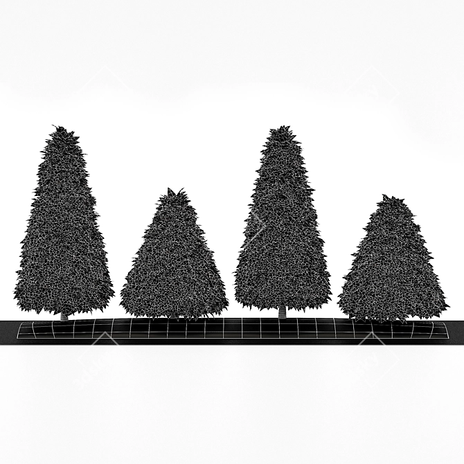 Cone Green Buxus Trees: 3D Models 3D model image 5