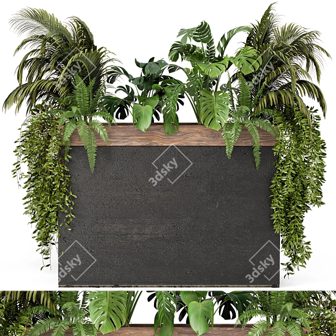 Wood & Concrete Indoor Plant Set 3D model image 2