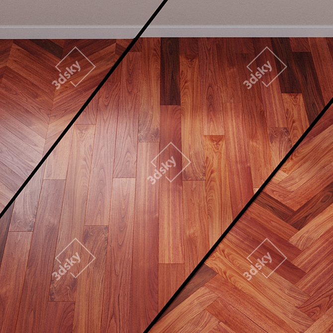 Natural African Acacia Solid Wood Floor 3D model image 1