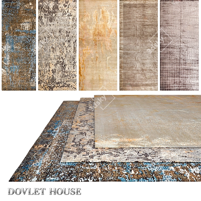 Title: DOVLET HOUSE Carpets - Set of 5 (Part 622) 3D model image 1