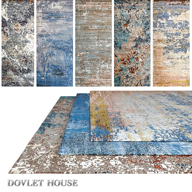 Luxurious DOVLET HOUSE 5-Piece Carpet Set (Part 625) 3D model image 1