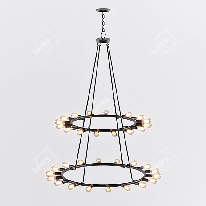 Title: Rustic Industrial Dakota Chandelier 3D model image 3