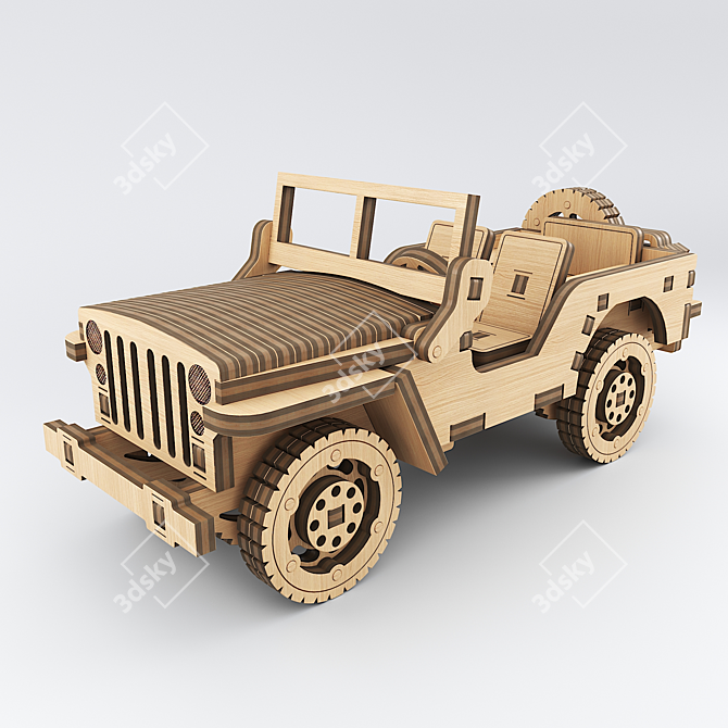 Wooden Car Construction Kit 3D model image 1