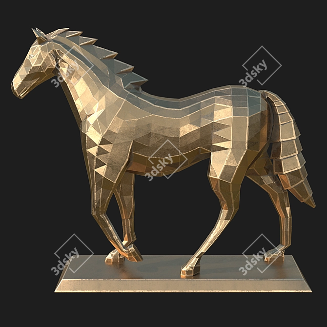 Polygonal Horse Sculpture Set 3D model image 2