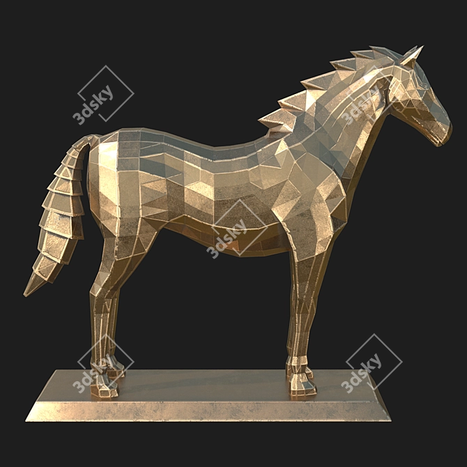 Polygonal Horse Sculpture Set 3D model image 3