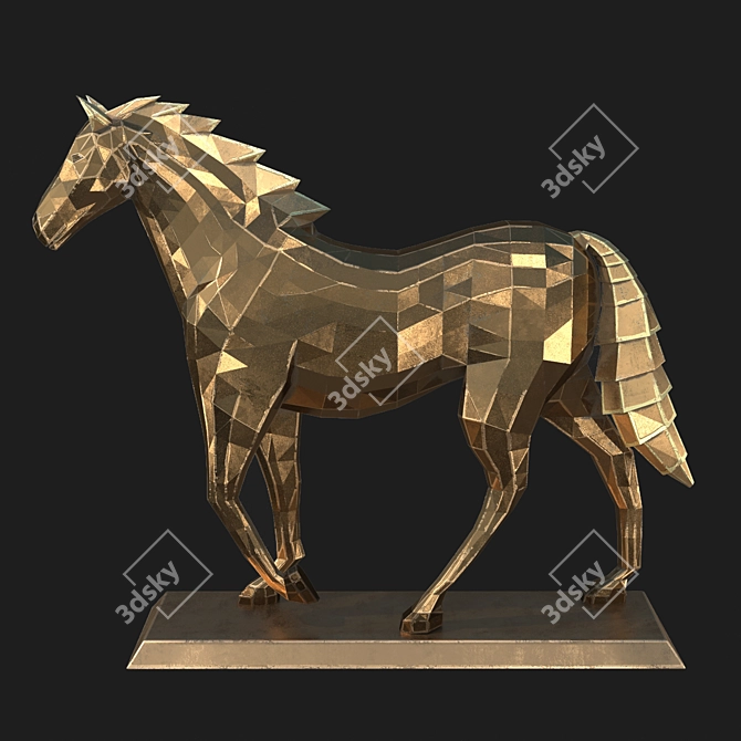 Polygonal Horse Sculpture Set 3D model image 7