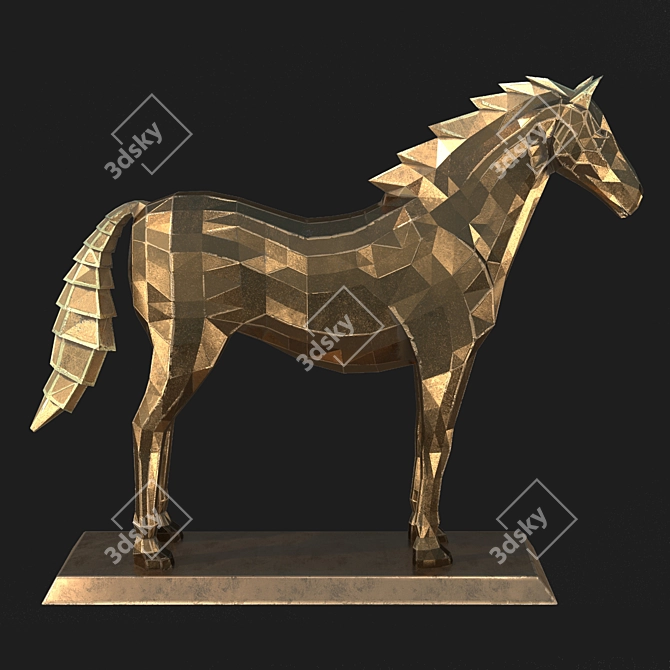 Polygonal Horse Sculpture Set 3D model image 8