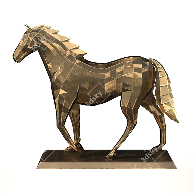 Polygonal Horse Sculpture Set 3D model image 11