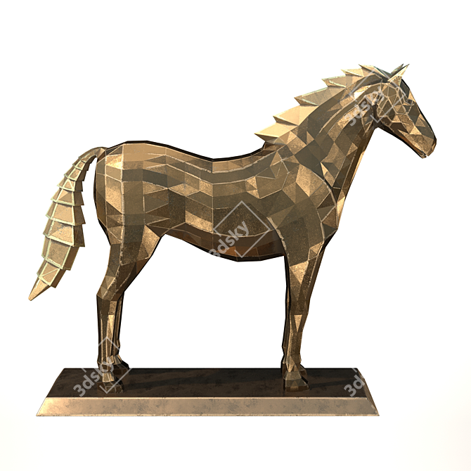 Polygonal Horse Sculpture Set 3D model image 12