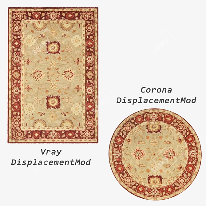 Versatile Set of 8 High-quality Rugs 3D model image 2