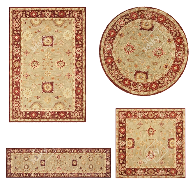 Versatile Set of 8 High-quality Rugs 3D model image 6