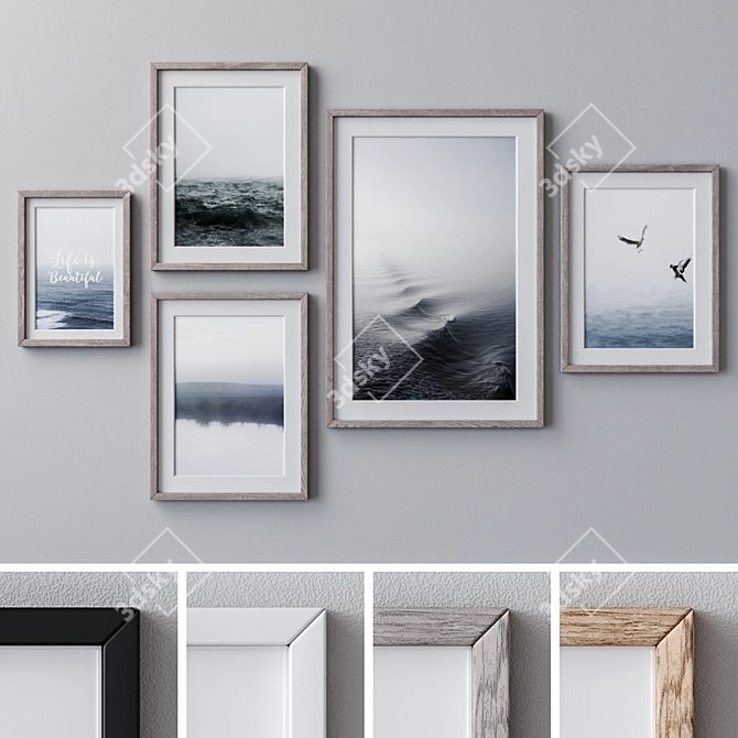 Versatile Photo Frames Set 3D model image 1