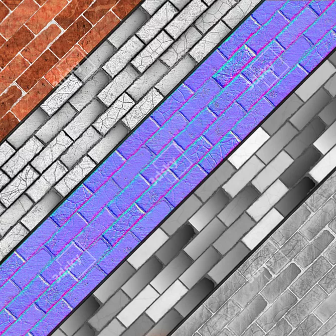 Seamless Brick PBR Texture Pack 3D model image 3