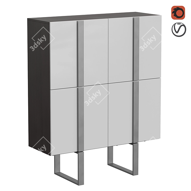 Elegant Grey Sideboard by Angel Cerda 3D model image 1