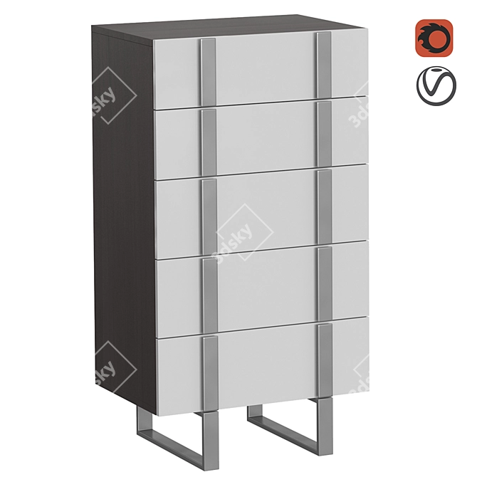 Title: Modern Grey Steel Chest of Drawers 3D model image 1