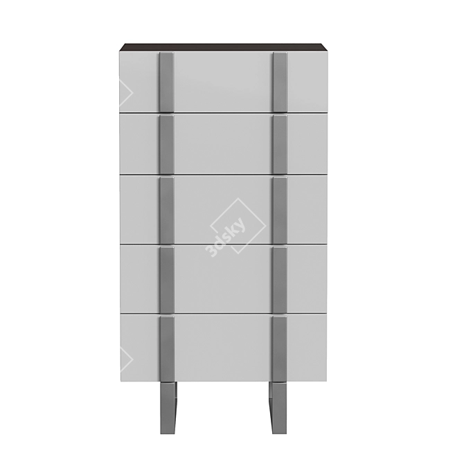 Title: Modern Grey Steel Chest of Drawers 3D model image 2