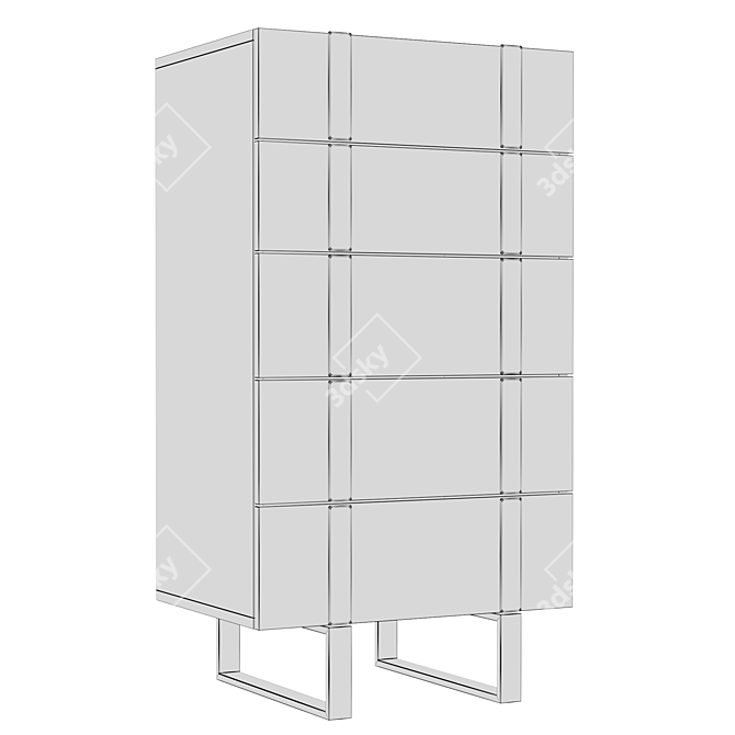 Title: Modern Grey Steel Chest of Drawers 3D model image 3
