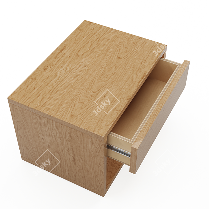 Cube Wooden Low Bedside Drawer Table 3D model image 4