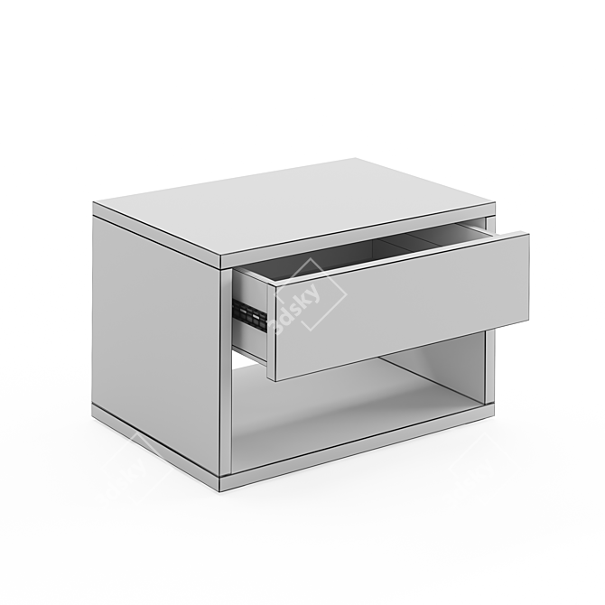 Cube Wooden Low Bedside Drawer Table 3D model image 5