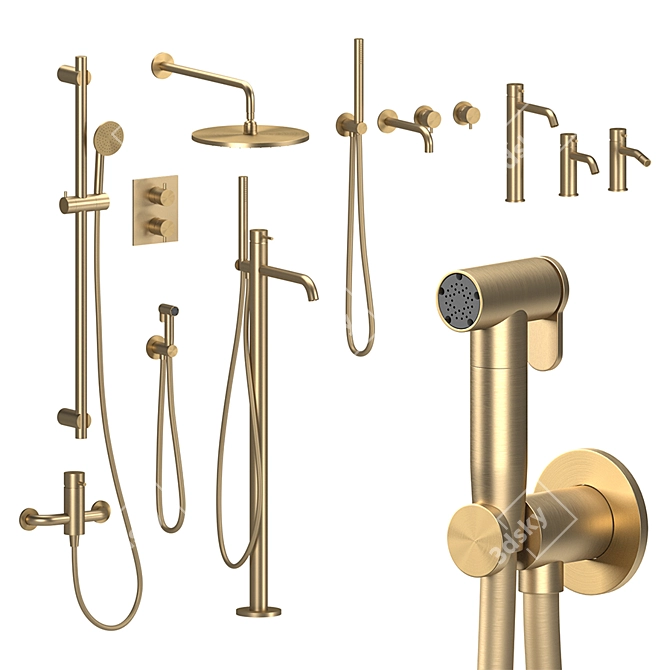 Quadro Source Collection: Smooth Chrome Sanitary Set 3D model image 3