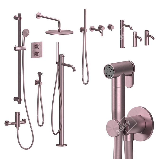 Quadro Source Collection: Smooth Chrome Sanitary Set 3D model image 4