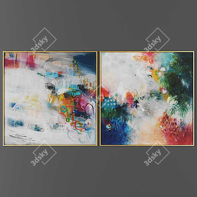 Elegant Art Duo: Picture Frame Set 3D model image 1