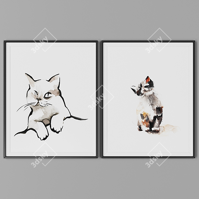 Black Frame Picture Duo Set 3D model image 1