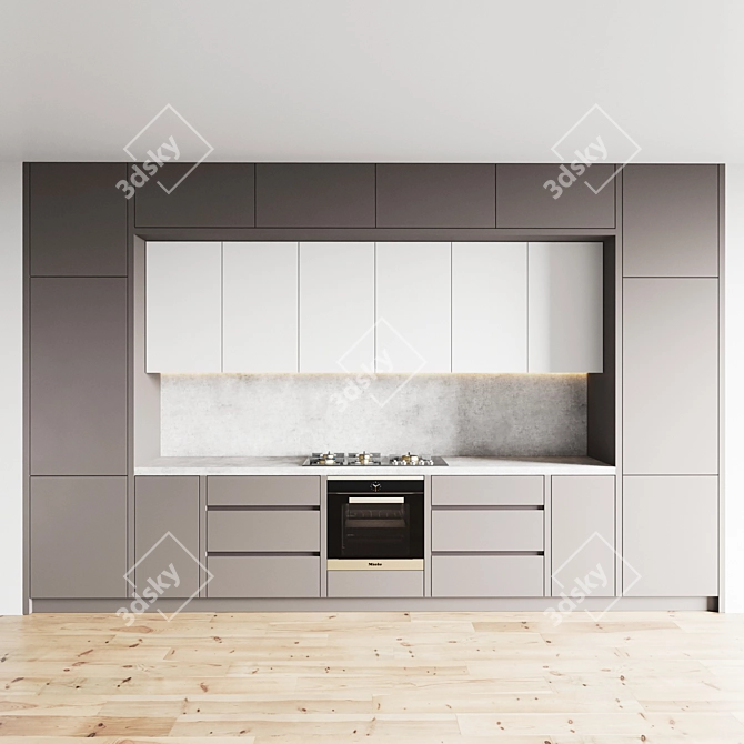 Modern Kitchen Set: Gas Hob, Sink, Oven, Hood 3D model image 2
