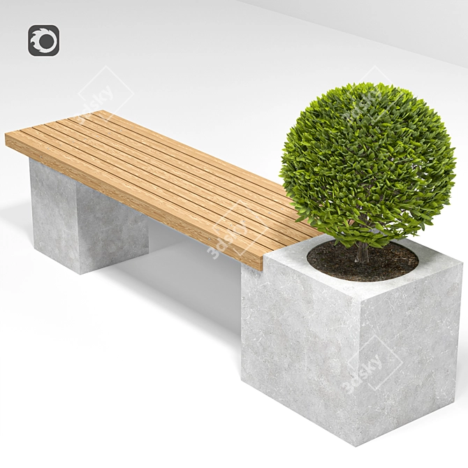 Modern Minimal Bench Plant 3D model image 2