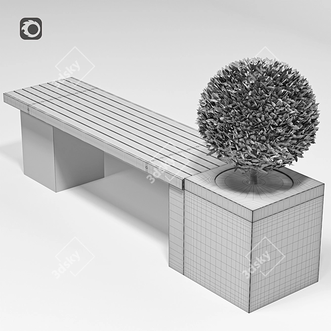 Modern Minimal Bench Plant 3D model image 3