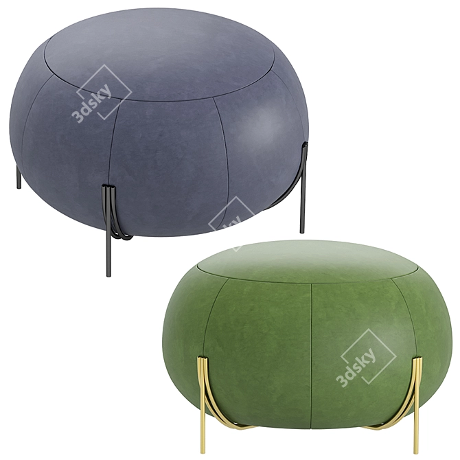 Saba GEO Leather Pouf: Stylish and Versatile 3D model image 4