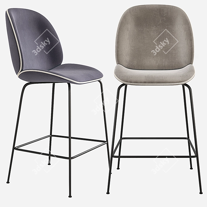 Beetle GUBI Stool - Sleek Velvet Counter Chair 3D model image 2