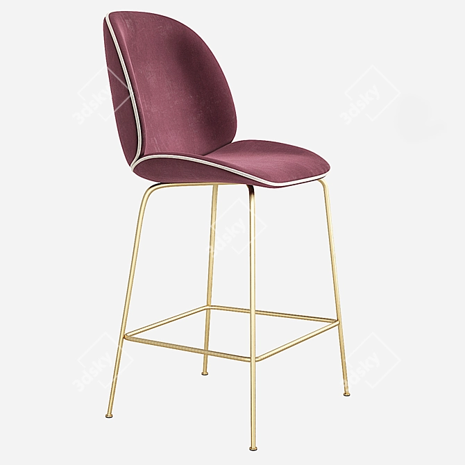 Beetle GUBI Stool - Sleek Velvet Counter Chair 3D model image 3