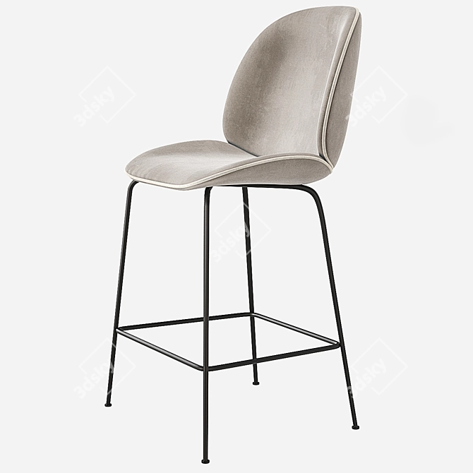 Beetle GUBI Stool - Sleek Velvet Counter Chair 3D model image 4